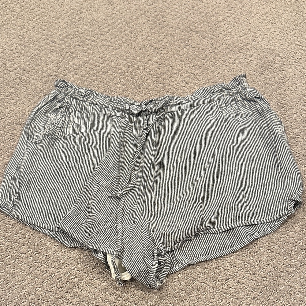 Olivaceous Black and White High Waist Shorts